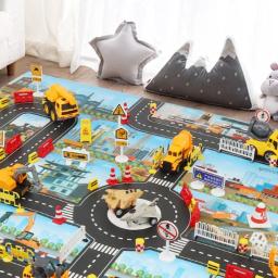 Engineering Parking Lot Map Playmat for Children, Road Mat, Brinquedo educativo, Tapetes de desenhos animados para bebês e meninas, Jogos para crianças - Image 6