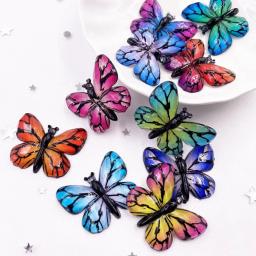 Resina brilhante colorido borboletas de cristal flatback strass 1 buraco apliques ornamentos 10 peças estatuetas casa decoração artesanato - Image 1