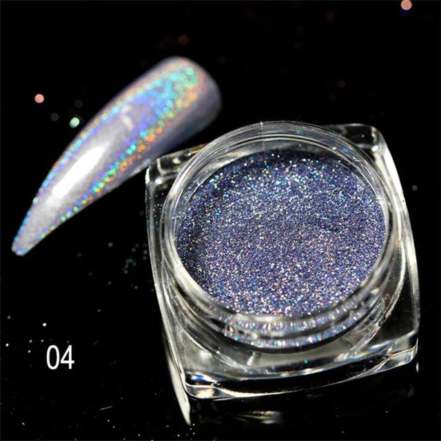 Pó de Glitter Metálico para Unhas - Efeito Espelhado em 3 Cores para Arte em Unhas com Esmalte em Gel UV
