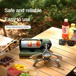 Fogão a gás de acampamento portátil dobrável queimador de gás ao ar livre fogão de cartão dobrável piquenique grill sistema de aquecimento de fogo - Image 2