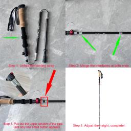 Leve liga de alumínio dobrável Trekking pólos, 4 seções caminhadas varas, Pólos de escalada, Bastões dobráveis, 280g - Image 6