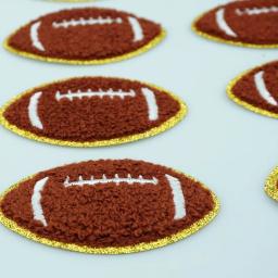 Chenille Futebol Ferro-em Patches com Bordas Douradas, Patches De Futebol Bordados, Artesanato DIY, Costurar Fazendo Roupas, 4 Pcs - Image 5