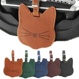 Bagagem Portátil Tags com Gato Animal Bonito, PU ID Mala, Titular do endereço, Etiqueta de Alta Qualidade, Bagagem Boarding Tag, Acessórios de Viagem - Image 1