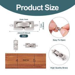 2 conjuntos de fechos para pulseira de relógio, fechos de metal com 1 furo, suprimentos para fabricação de joias diy, orifício de 24x7x4mm, 1mm - Image 2
