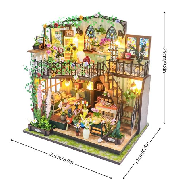 Jardim de Madeira 3D com Luzes LED - Kit de Montagem de Brinquedo Decorativo para Casa e Quarto, Presente DIY Ideal