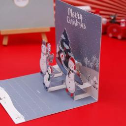 Presente de Natal cartão dobrado conjunto com adesivos, cartão tridimensional, criatividade, deixar a palavra, cartão Festival - Image 3