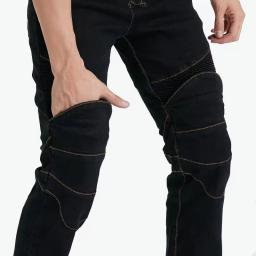 Calças de motocicleta bordadas para homens Jeans de motocross Opção de engrenagem protetora Teste de licença de motorista de motocicleta - Image 5