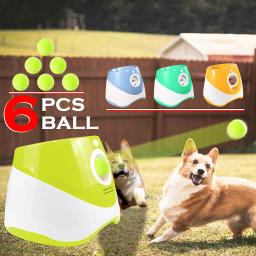 Cão automático bola de tênis lançador cães perseguição brinquedos diversão automática máquina interativa diversão interativa recarregável catapulta 6 bola - Image 1