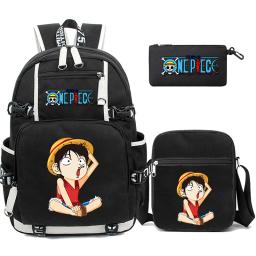 One Piece Grande Capacidade Anime Mochila Monkey D, One Piece, 3pcs por conjunto Luffy Schoolbag para estudantes, mochilas para adolescentes, de volta às aulas, menino e menina - Image 6
