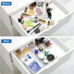 Clear Plastic Gaveta Organizadores Set, Desk Divisores Bins, Caixa de armazenamento para o quarto, cômoda, maquiagem do escritório, Gadgets Jóias, 7 Pcs, 14 Pcs - Image 3