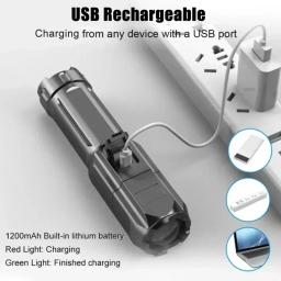 USB poderosa lanterna LED recarregável, 18650, impermeável, zoom, pesca, caça, 100000 lumens, tático - Image 4