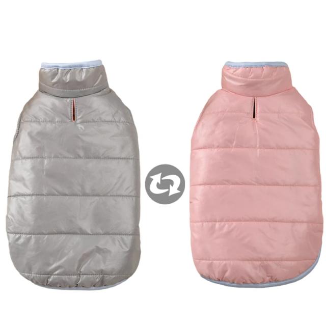 Casaco Reversível Impermeável para Cães Pequenos e Médios - Quente e Confortável, Ideal para Inverno e Trajes de Gato