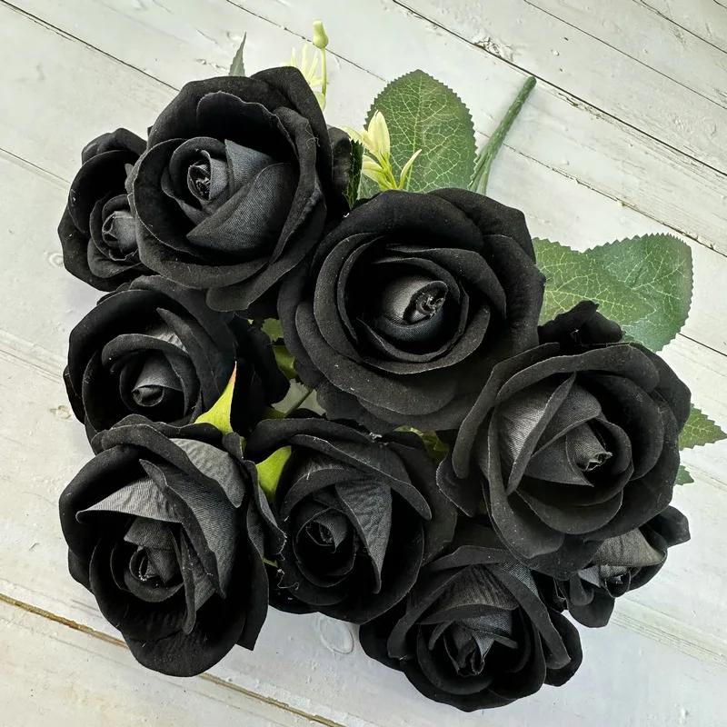 Rosa pérola artificial buquê de flor, arranjo floral acessórios, suporte fotográfico, presente do dia dos namorados, decoração de mesa em casa, vaso deco, 9 cabeças - Image 1