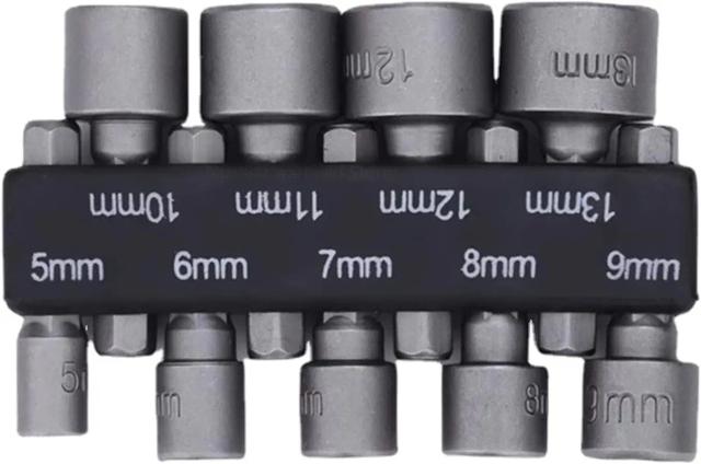 Conjunto de Soquetes Hexagonais 9 Pçs 5mm-13mm Driver de Porca Ferramenta de Precisão