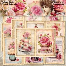 Pacote de cartões Panalisa Craft, Estilo Vintage, Bolo de Copo Scrapbooking, Papel Modelado, Peso leve, 8 folhas, Tamanho A5 - Image 1