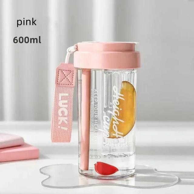 Garrafa de Água Infusora de Frutas Grande com Palha, Durável e À Prova de Vazamento, BPA Livre e Tampa Flip em Tritan
