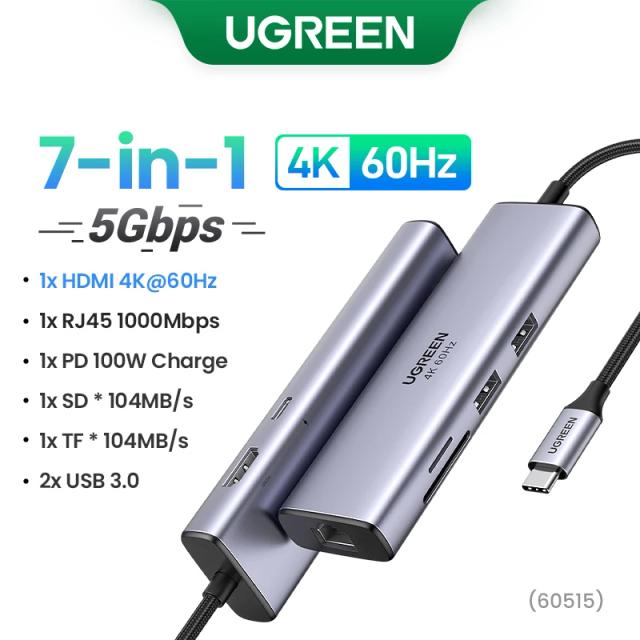 Estação de ancoragem UGREEN-USB C, tela tripla 4K, HDMI duplo, 10Gbps, 100W, PD, SD, TF, MacBook Pro Air, Dell XPS, 13 em 1