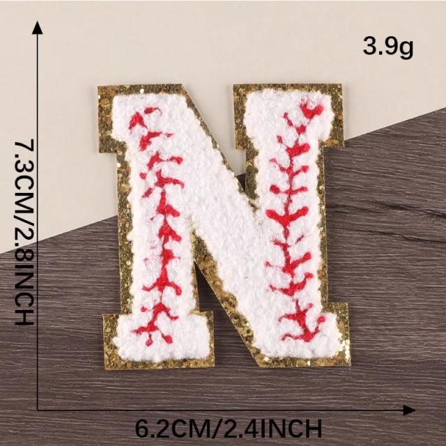 Patches de Letras Chenille com Lantejoulas para Bordar, Apliques Adesivos em Feltro para DIY em Roupas