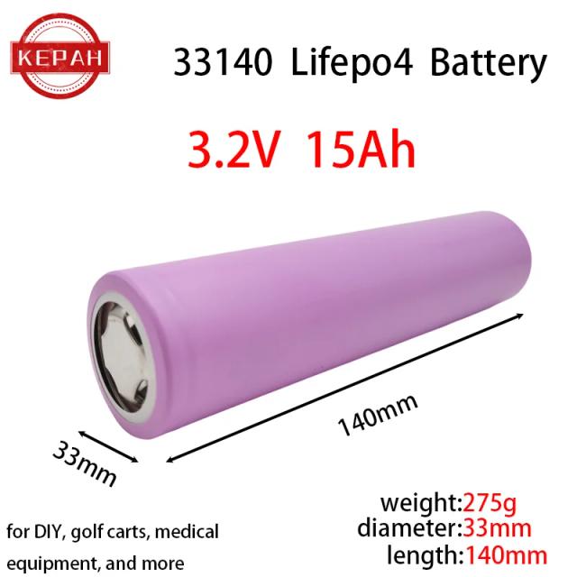 Bateria para motocicleta elétrica, Ebike, E-"trotinette", ferramentas elétricas, DIY, Lifepo4, 3.2V, 15Ah, 4S, 12V, 24V, 36V, 48V, 33140