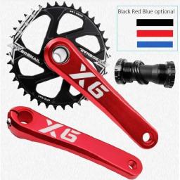 Manivela de bicicleta mtb, 170mm 175mm 32 34 36 38t, disco dentado oco, liga de alumínio, preto, vermelho, quente, fábrica - Image 2