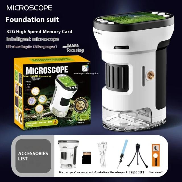 Kit Microscópio Infantil 1000x 200MP com Foto/Vídeo LED