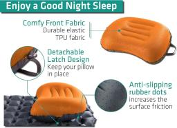 Almofada inflável ultraleve para camping e caminhadas, travesseiro ergonômico para viagens, travesseiros para pescoço e apoio lombar - Image 3