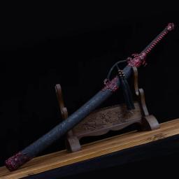 Espada de batalha chinesa kongfu feita à mão, lâmina de aço de alto manganês, tang completo real pronto para treinamento, chama vermelha catana - Image 6
