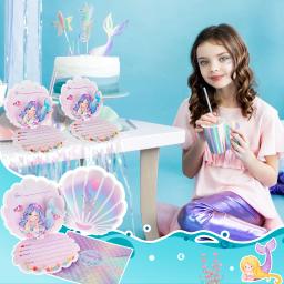 Convites do aniversário da sereia para meninas, fontes peroladas 3d do partido para as decorações do oceano do mar - Image 3