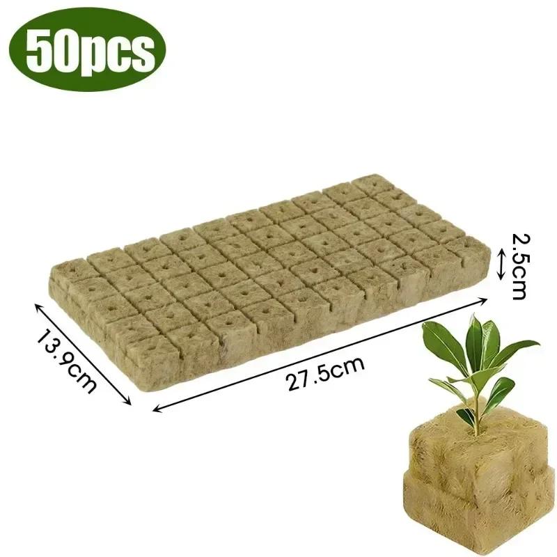 Stonewool Hidropônico Crescer Cubos De Mídia, Plantio De Mudas, Substrato De Bloco, Plugue De Esponja Semeado, Ferramentas De Jardim, 50-300Pcs - Image 1