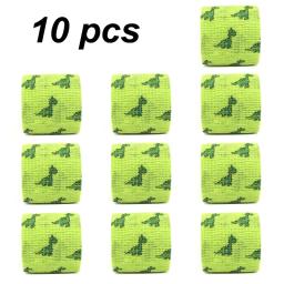 Auto-adesivo elástico bandagem, dinossauro verde impresso, fita adesiva para tatuagem DIY, kit de primeiros socorros, fita pet, 5cm de largura, 1 6 10 pcs - Image 1