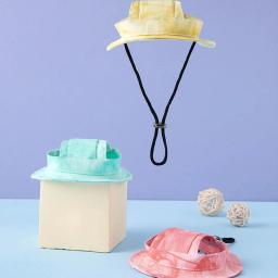 Chapéu de corante com orelha para animais, proteção solar de aba redonda, chapéu de balde, bonés de estimação ao ar livre, filhote e gato, pequeno e médio - Image 3