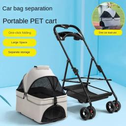 Leve e dobrável Pet Stroller para viagens ao ar livre, pequeno carrinho de estimação, cão, gato, pelúcia, bebê - Image 4