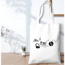 Saco de compras ecológico de impressão unilateral para mulheres, bolsa dobrável, portátil, conveniente sacola de armazenamento, geometria musical nota partitura - Image 4