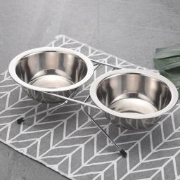 Tigelas duplas de aço inoxidável para cães e gatos, suporte de ferro durável, alimentador antiderrapante de cachorros, comida e água, Pet Shop - Image 1