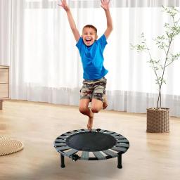 Mini trampolim dobrável de fitness, cama de salto para crianças e adultos, exercício estável e silencioso, carga máxima de 165 lbs - Image 1