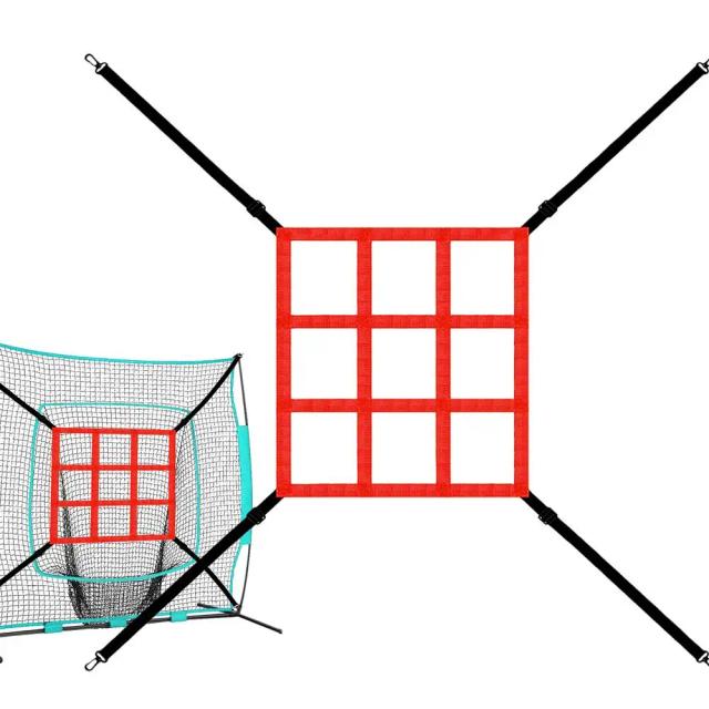 Rede de Prática de Baseball e Softball Strike Zone com Arremesso Ajustável e Fixação por Cinta para Bater e Captura de Bolas