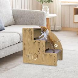 Escada de madeira para sofá, 3-Step, escada para gatos de cama, cão equilibrado, rampa interna, antiderrapante, adequada para cães pequenos - Image 2