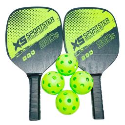 Conjunto portátil de remo Pickleball raquete leve de madeira Kit de críquete com 2 pás 4 bolas 1 tampa de raquete - Image 2