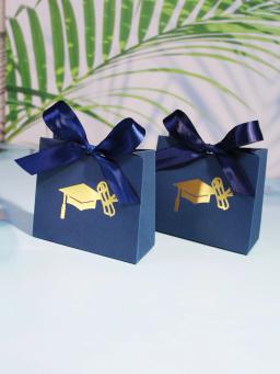Elegante Graduação Gift Box, Azul Marinho, Gold Embossed Cap e Certificado Design, Perfeito para Festas de Graduação e Convites - Image 5