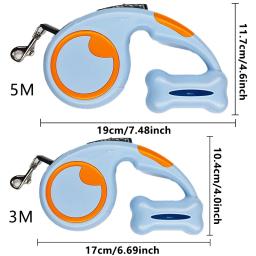 Trela De Cão De Nylon Durável Retrátil Automático, Cat Lead Estendendo, Filhote de Cachorro Andando e Correndo Tração Roleta, Cães Pequenos, 3m, 5m - Image 2