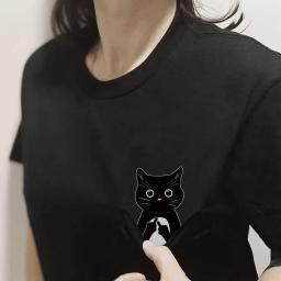 CLOOCL-camiseta de algodão com animais impressos para homens e mulheres, tops casuais, camiseta preta engraçada, gato e cachorro, roupas Y2K, verão - Image 3