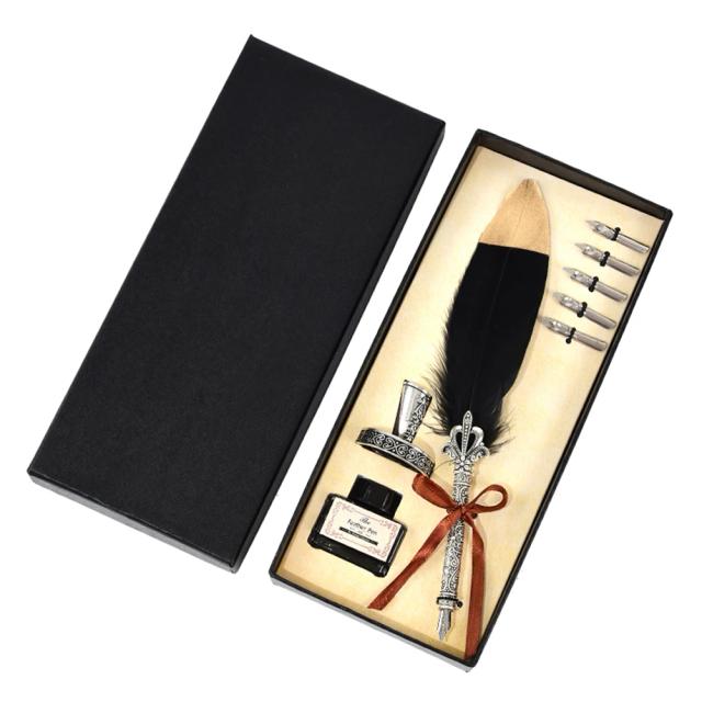 Conjunto Retro de Pena Caligráfica Vintage com Canetas e Papelaria Criativa - Tinta Não Incluída
