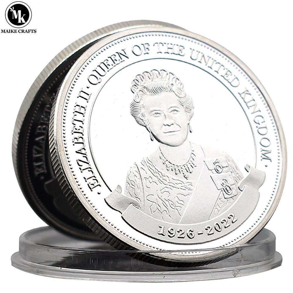 Moeda Comemorativa Rainha Elizabeth II, Prata, Artesanato em Metal, Coleção Presente - Image 1