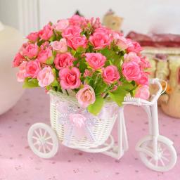 Bicicleta criativa decorativa cesta de flores, ornamento nostálgico para casa, flor artificial triciclo, ornamento do jardim - Image 4