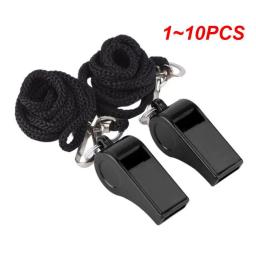 ABS Professional Black Whistle com cordão, esportes ao ar livre, camping, caminhadas, jogo de arbitragem, treinamento, sobrevivência, 1-10pcs - Image 1