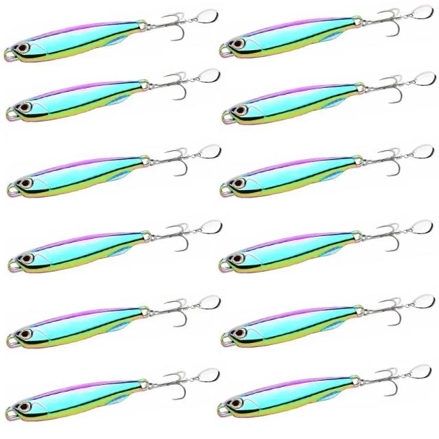 Iscas de Pesca Metal Jig 12 Peças 10g-60g para Pesca em Água Salgada e Doce