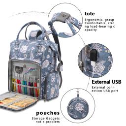 Oxford Cloth Yarn Storage Bag Crochet Hooks Bag impermeável Mochila de cor azul Acessórios para ferramentas de costura Presente, quente, 600D - Image 1