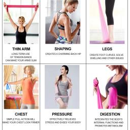 Faixa Elástica Resistência para Yoga e Pilates, Borracha Natural, Banda de Treino Fitness, Faixa de Ginásio 150cm - Image 6