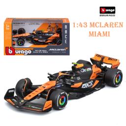 Bburago 1: 43 McLaren 2024 MCL38 Miami GP Fórmula de brinquedo modelo de carro de liga de corrida - Image 1