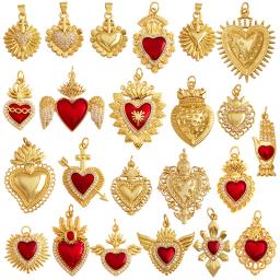 Victorian Love Zircon Charm Pendant, banhado a ouro 18k para fazer jóias, novo no Sagrado Coração, P04, ala fashion - Image 1
